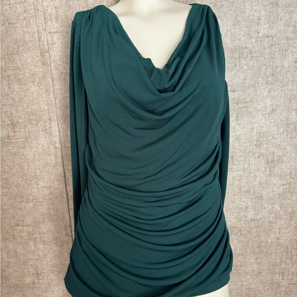 Chic Teal Draped Women's Blouse